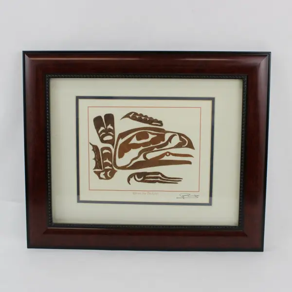 Danny Dennis Signed Raven the Trickster Northwest Coast Framed 14x17" Art Print 