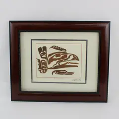 Danny Dennis Signed Raven the Trickster Northwest Coast Framed 14x17" Art Print 