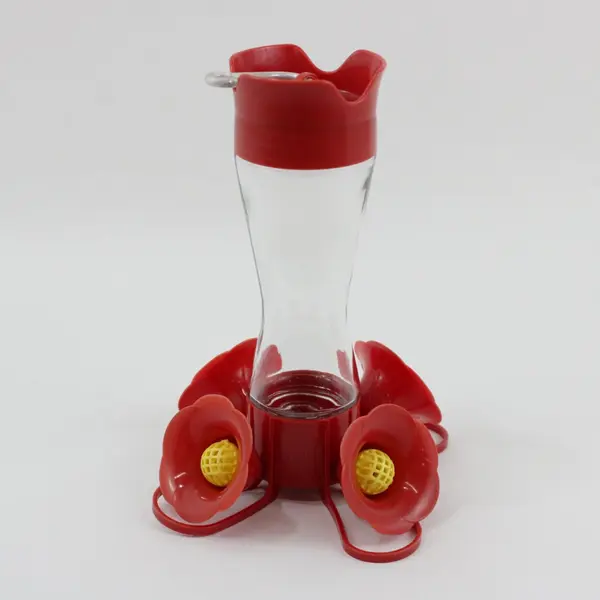 Perky-Pet 8 oz Glass & Plastic Red Pinch-Waist Hummingbird Feeder