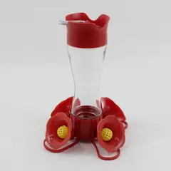 Perky-Pet 8 oz Glass & Plastic Red Pinch-Waist Hummingbird Feeder