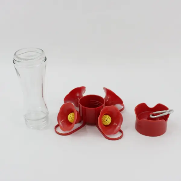 Perky-Pet 8 oz Glass & Plastic Red Pinch-Waist Hummingbird Feeder