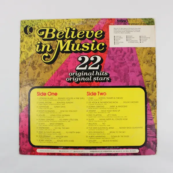 K-Tel Believe In Music TU 227 22 Original Hits 12" Vinyl Record