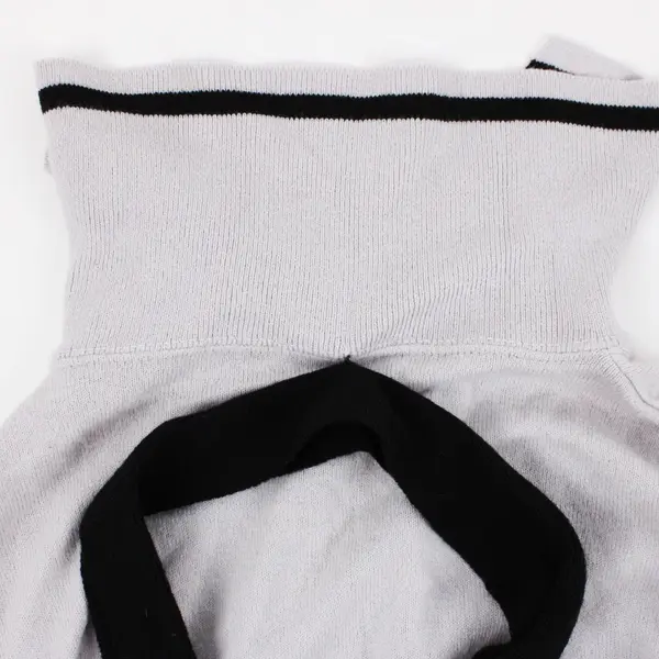 HDI Women's Grey Knit Collared Sweater Black Tie Scarf Size L