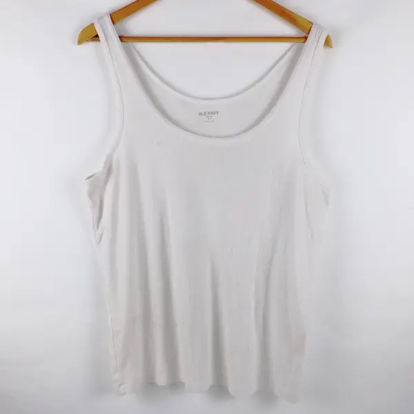 Old Navy Women's White Slim Fit Ribbed Tank Top XXL
