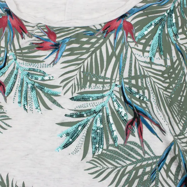 Apt. 9 Women's XL Gray Sleeveless Palm Leaf Sequin Top