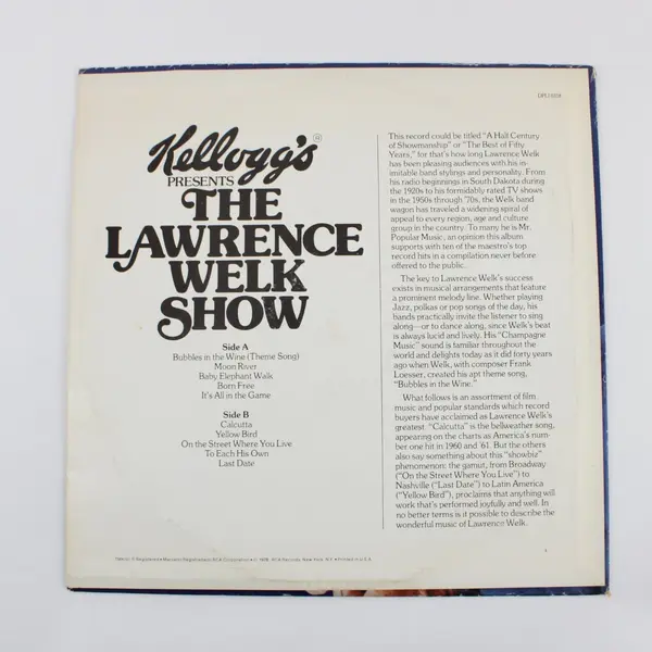 Lawrence Welk Kellogg's Presents RCA Special Products 12" Vinyl LP DPL1-0318