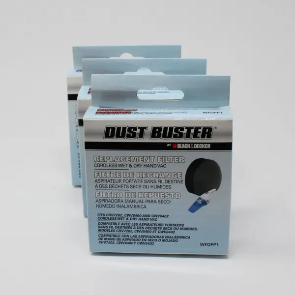 Lot of 3 Dust Buster Replacement Filters WFOPP1 Vacuum Cleaner BLACK+DECKER