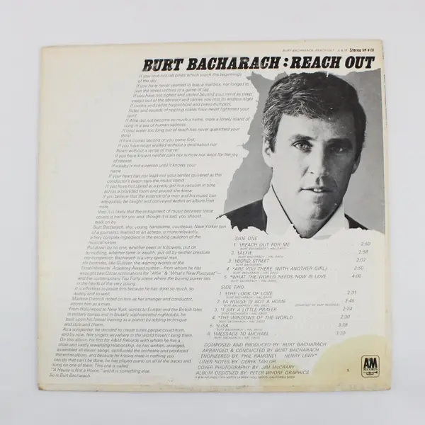 Burt Bacharach Reach Out 2-LP Double Vinyl Set A&M SP-4131 Stereo 12in