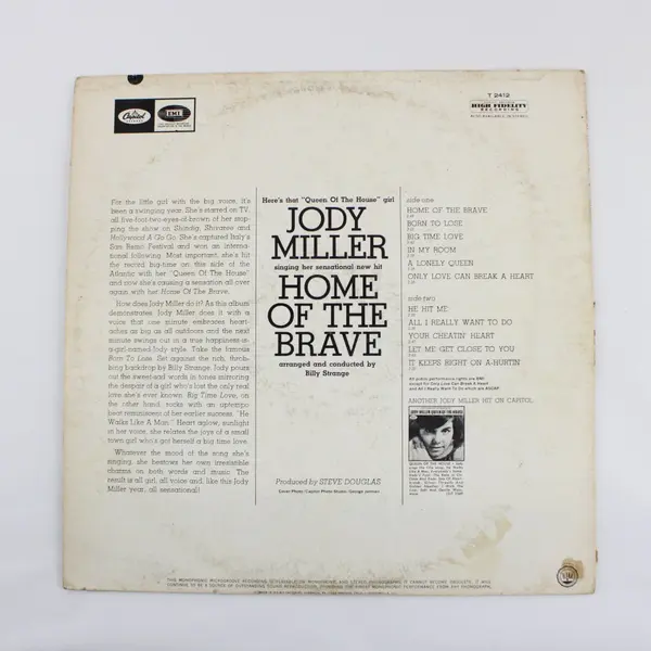 Jody Miller Home of the Brave LP Capitol Records T-2412 12in Vinyl