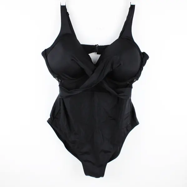 Women's Large Black Cutout Twist Criss Cross One Piece Swimsuit
