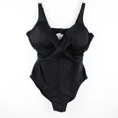 Women's Large Black Cutout Twist Criss Cross One Piece Swimsuit