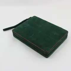 Vintage Reiss  Magnetic Green Corduroy Travel Backgammon Set Folding Case
