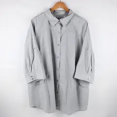 Joan Rivers Women's Gray 3/4 Sleeve Collared Button-Up Shirt 2X