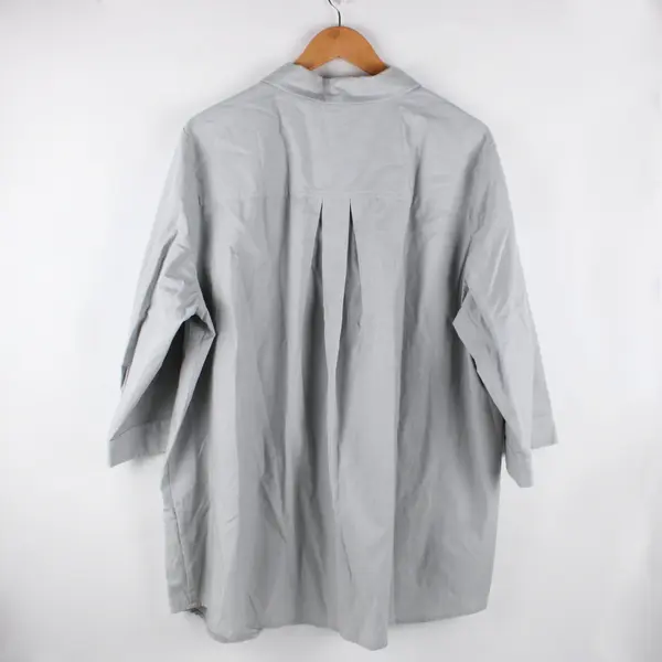 Joan Rivers Women's Gray 3/4 Sleeve Collared Button-Up Shirt 2X