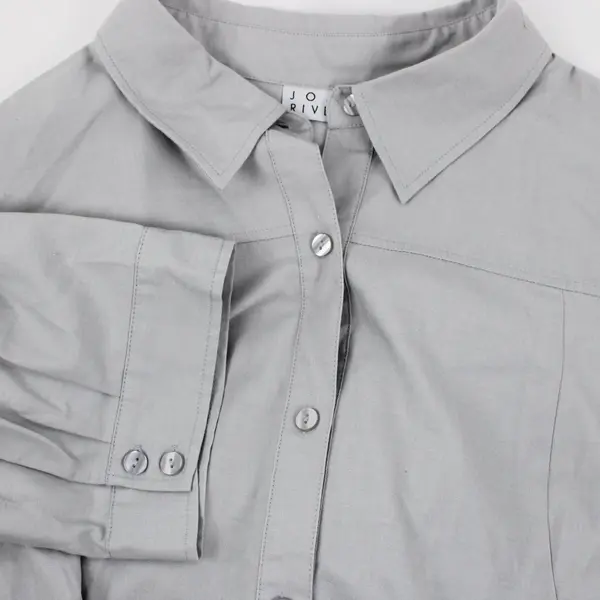 Joan Rivers Women's Gray 3/4 Sleeve Collared Button-Up Shirt 2X
