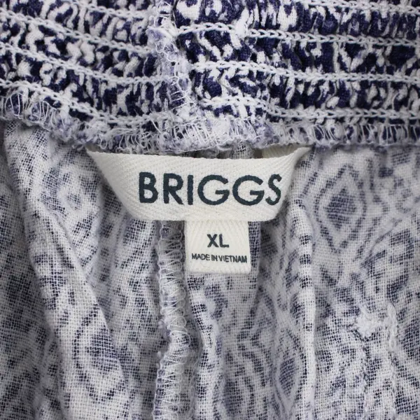 Briggs Linen Blend Women's Boho Shorts Blue White Tassel Drawstring XL