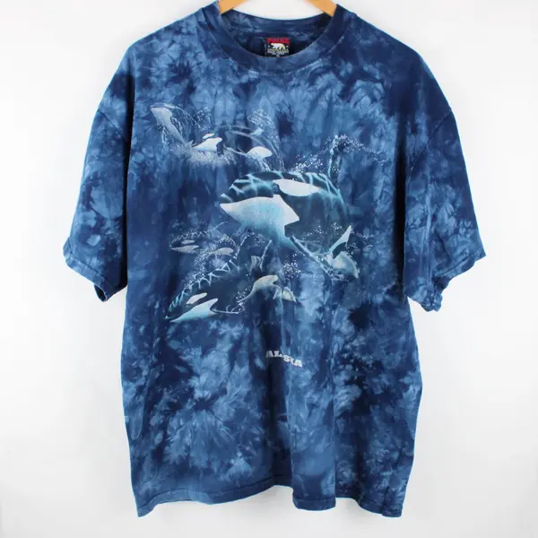 Vintage Polar Graphics Orca Blue Tie Dye T-Shirt Men's XL 100% Cotton