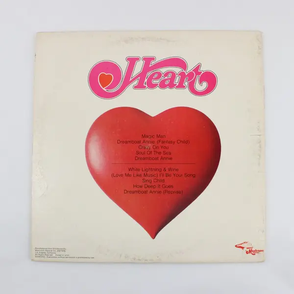 Heart Dreamboat Annie 1976 12" Vinyl Record Mushroom Records MRS-5005