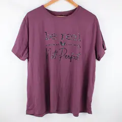 SHEIN Women's Be Real Not Perfect Graphic T-Shirt Purple 2XL Short Sleeve