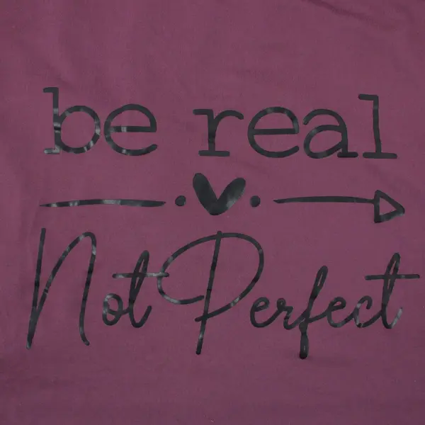 SHEIN Women's Be Real Not Perfect Graphic T-Shirt Purple 2XL Short Sleeve