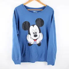 Disney Mickey Mouse Women's 1X Blue Graphic Sweatshirt FLAWED