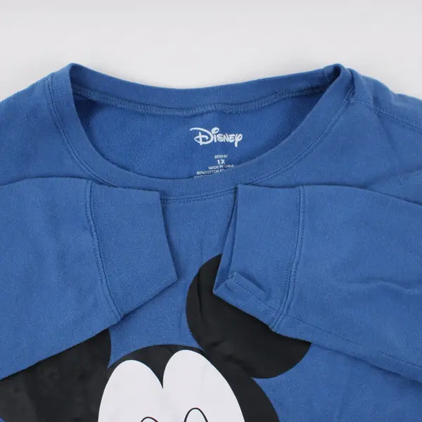 Disney Mickey Mouse Women's 1X Blue Graphic Sweatshirt FLAWED