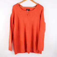 Avenue Women's Coral Orange Knit Sweater Plus Size 22/24 Crew Neck