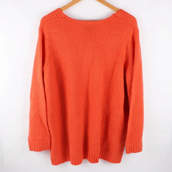 Avenue Women's Coral Orange Knit Sweater Plus Size 22/24 Crew Neck