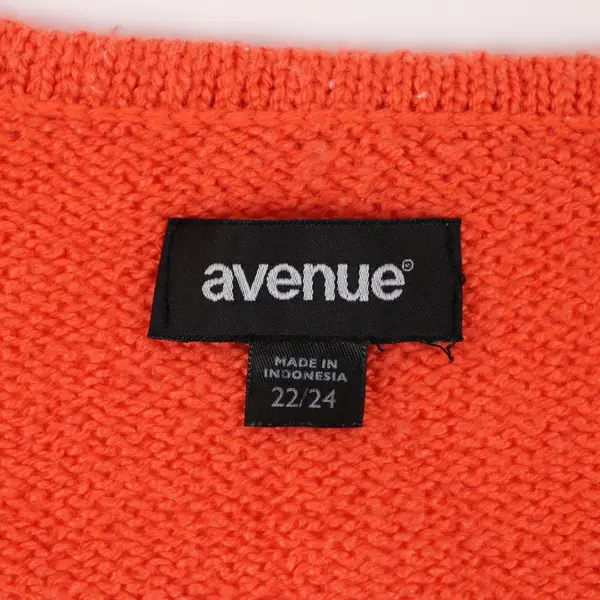 Avenue Women's Coral Orange Knit Sweater Plus Size 22/24 Crew Neck