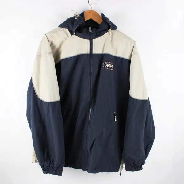 Gleneden Beach Oregon Men's Medium Beige Blue Zip-Up Jacket