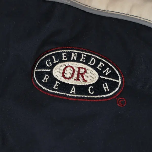 Gleneden Beach Oregon Men's Medium Beige Blue Zip-Up Jacket