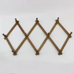 Vintage Wooden Expandable Accordion Wall Rack 10 Peg Coat Hat Hanger