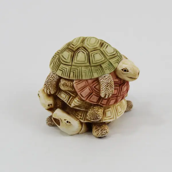 Vintage 1993 Harmony Kingdom Shell Game Stacked Turtles Trinket Box