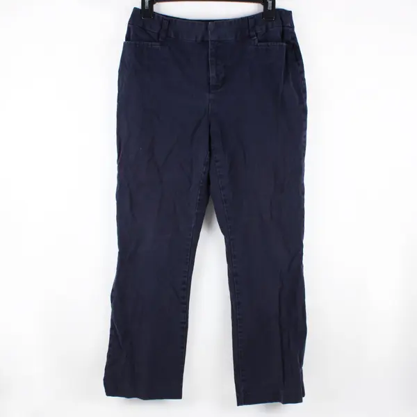 St. John's Bay Women's Petite Straight-Leg Pants Navy Blue Size 10P