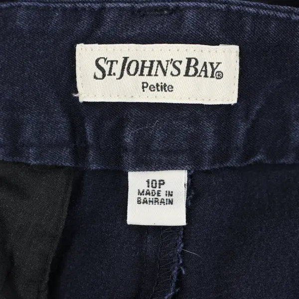 St. John's Bay Women's Petite Straight-Leg Pants Navy Blue Size 10P
