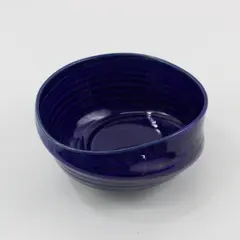 Cobalt Blue Swirl Art Pottery Bowl Signed "Flash" 5.75 in