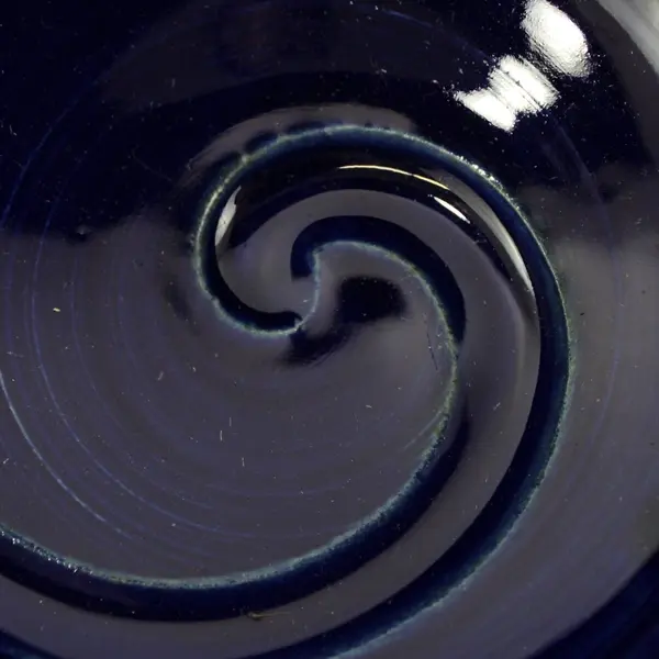 Cobalt Blue Swirl Art Pottery Bowl Signed "Flash" 5.75 in