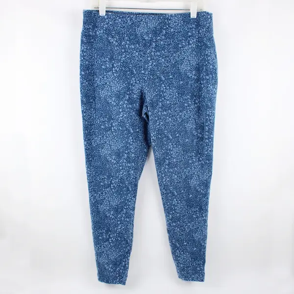 Terra & Sky Women's Blue Floral Stretch Leggings Size 0X 14W