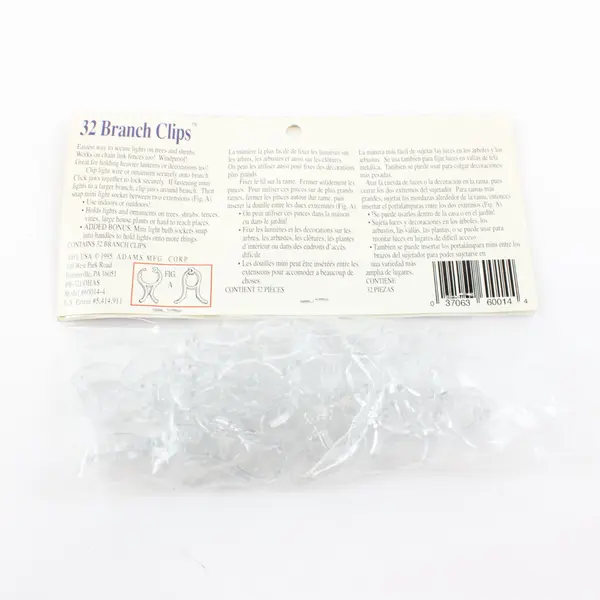 Adams #60014-4 32 Clear Christmas Light Branch Clips