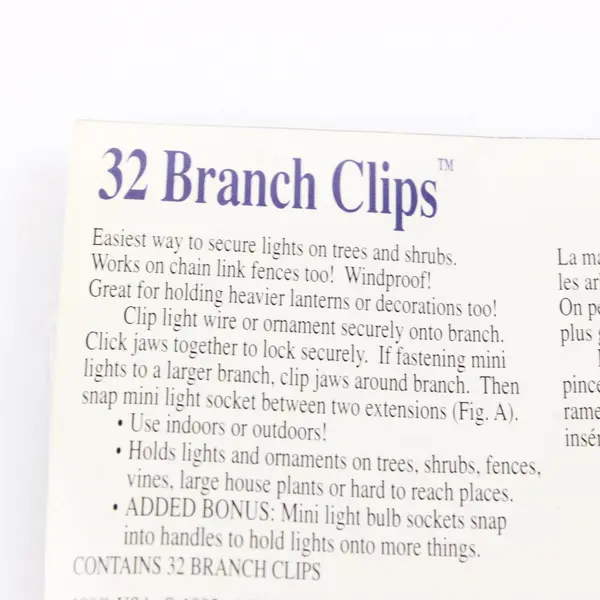 Adams #60014-4 32 Clear Christmas Light Branch Clips
