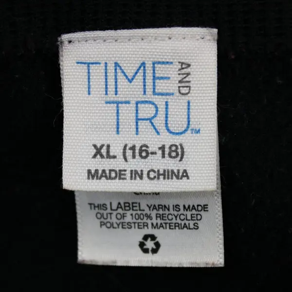 Time and Tru Women's Black Ribbed Elastic Waistband Leggings Fleece Lined XL