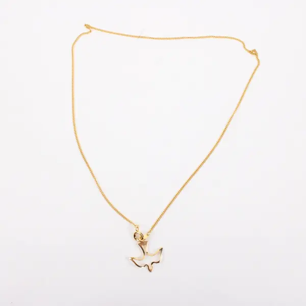 Gold-Tone Holy Spirit Dove Pendant Necklace Religious Charm Chain