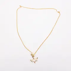 Gold-Tone Holy Spirit Dove Pendant Necklace Religious Charm Chain