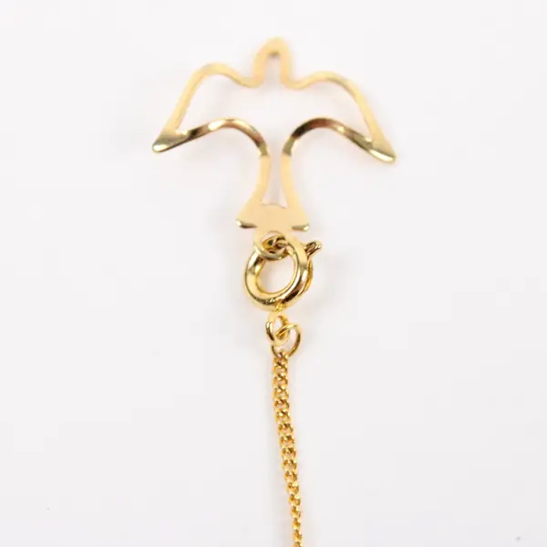 Gold-Tone Holy Spirit Dove Pendant Necklace Religious Charm Chain