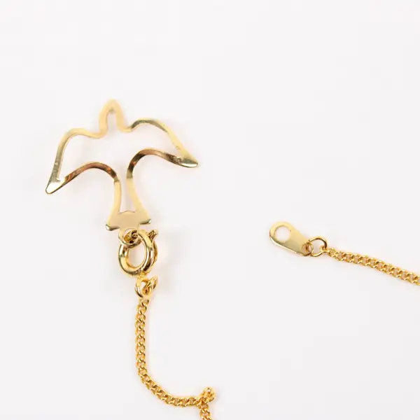 Gold-Tone Holy Spirit Dove Pendant Necklace Religious Charm Chain