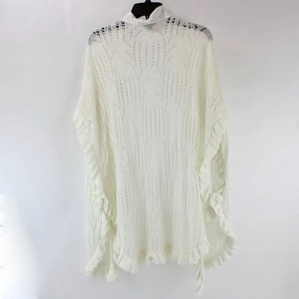 Joseph A. White Women's Long Sleeve Waterfall Lace Knit Cardigan L Ruffle Trim