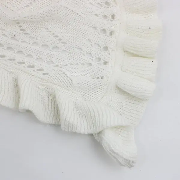 Joseph A. White Women's Long Sleeve Waterfall Lace Knit Cardigan L Ruffle Trim