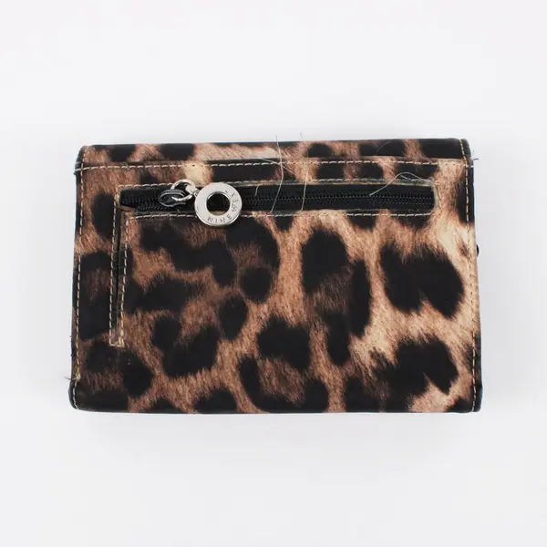 Nine West Leopard Print Foldover Wallet Clutch Front Zip Pocket