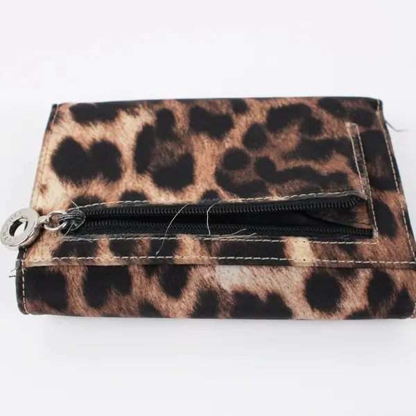 Nine West Leopard Print Foldover Wallet Clutch Front Zip Pocket