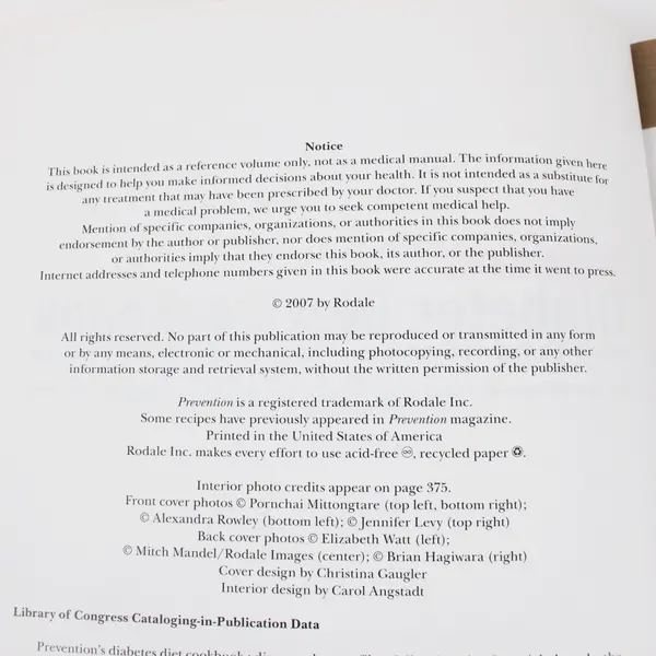 Prevention's Diabetes Diet Cookbook Fiber-Full Eating Plan Hardcover